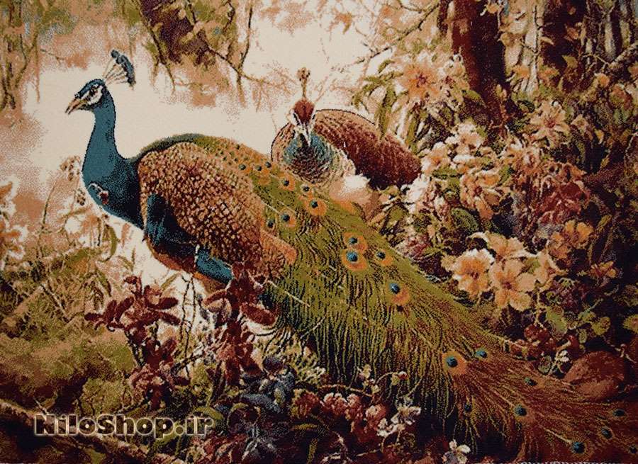  فروش اینترنتی تابلو فرش زیبای طاووس، ریز بافت و زیبا ، در اندازه 100 در 50 سانتی متر، مناسب برای دکوراسیون منزل 