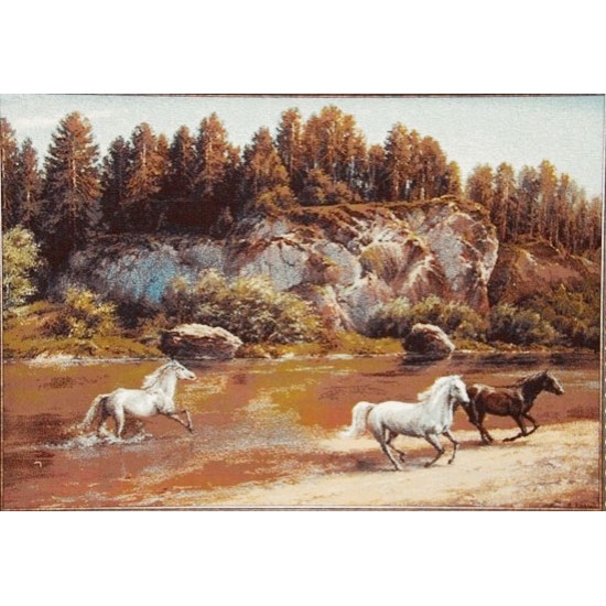 کد 151 - تابلو فرش حیوانات اسب 
