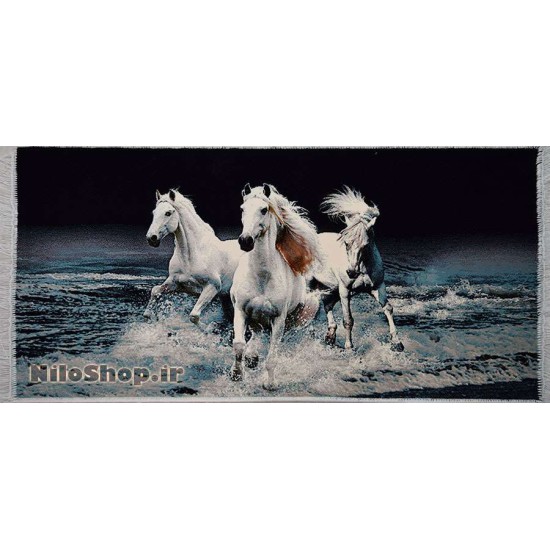 کد3113 تابلو فرش ماشینی حیوانات- اسبهای سفید
