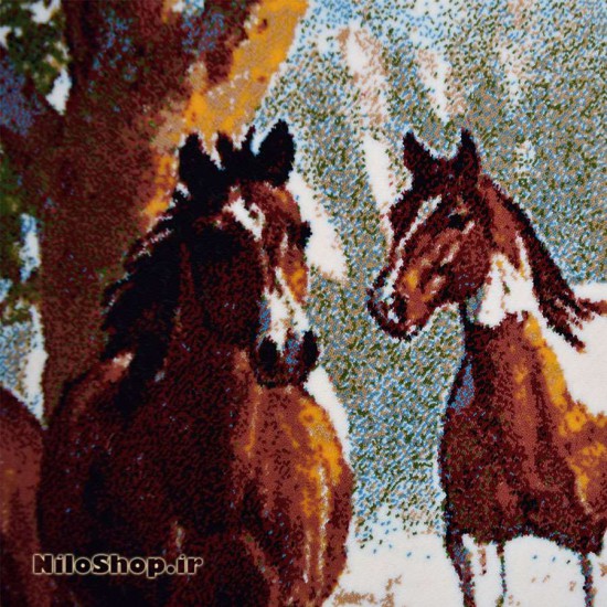 کد3110 تابلو فرش حیوانات- گله اسب ها