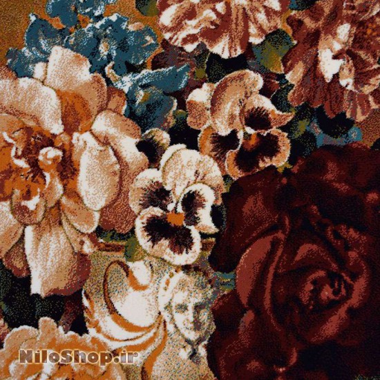 کد3912 تابلو فرش گل و گلدان - گلدان گل رز
