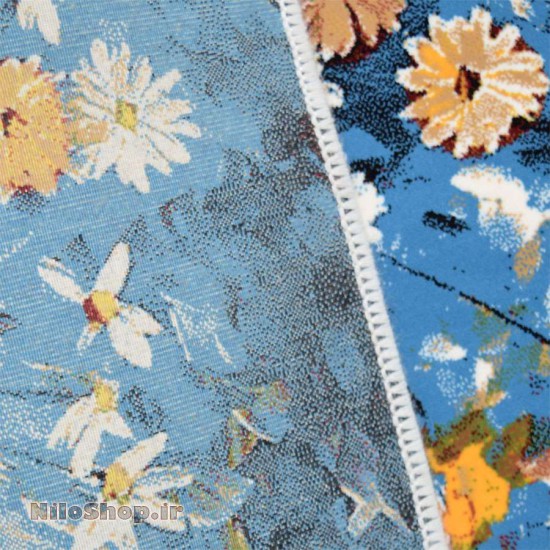 کد3913 تابلو فرش گل و گلدان - نقاشی گلدان آبی