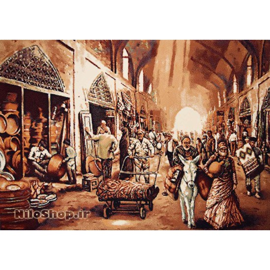 کد3603 تابلو فرش ایران باستان - بازار مسگرها