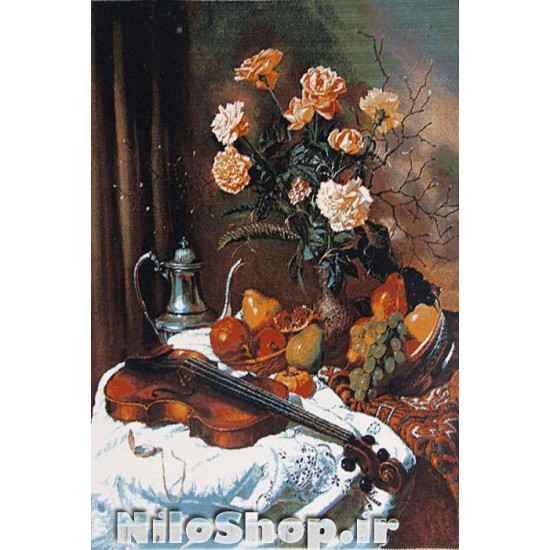 کد366 - تابلو فرش طبیعت - گلدان و ویلون